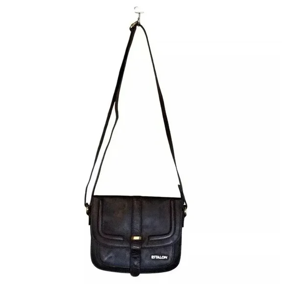 Estalon Brown Leather Multi Pocket Crossbody Travel Purse Sling Saddle Satchel - Picture 2 of 12